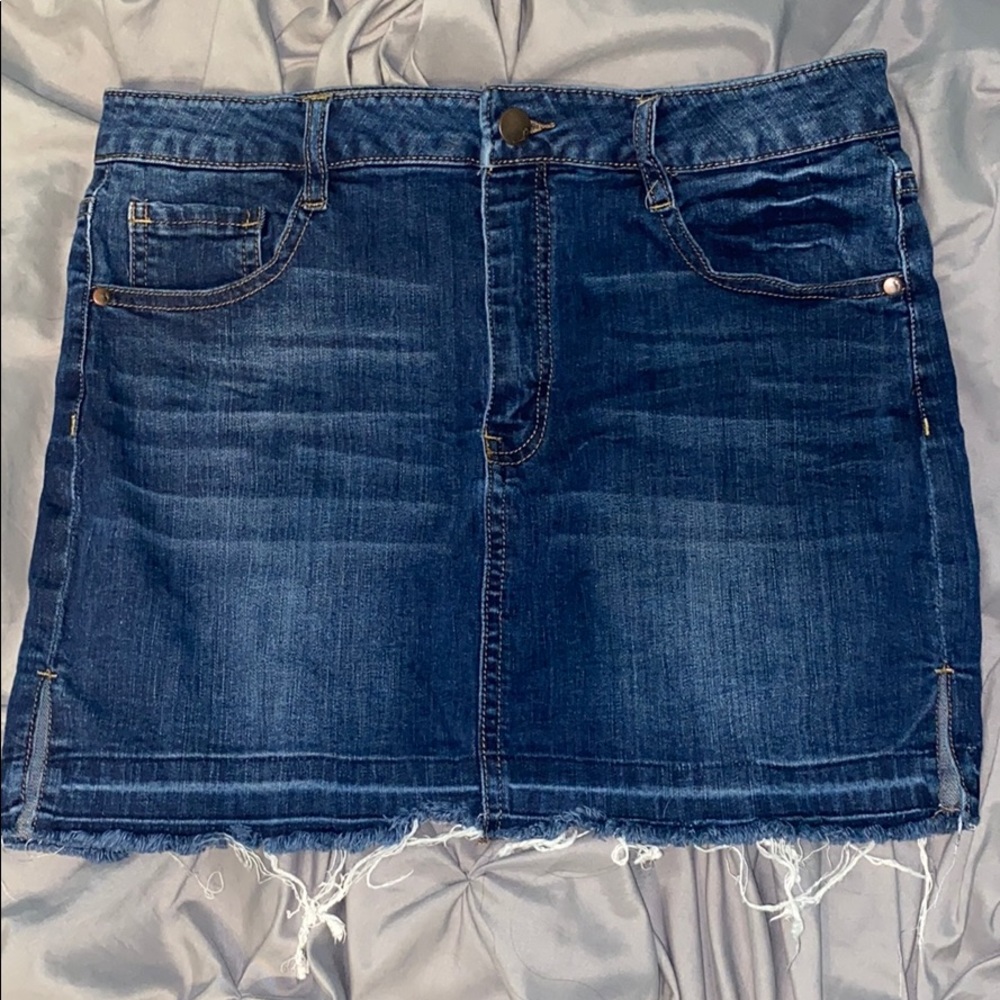 Dollhouse Jean Skirt with Distressed Hem